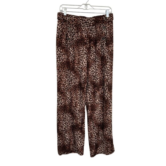 Robert Louis Womens XL Pants Leopard Animal Print Stretch Pull On Wide Leg - Picture 1 of 14